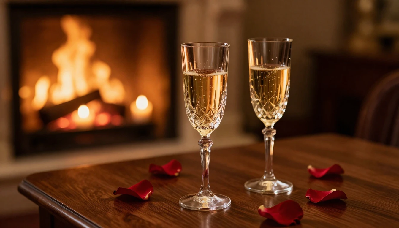 A close-up shot of two elegant crystal glasses filled with s...
