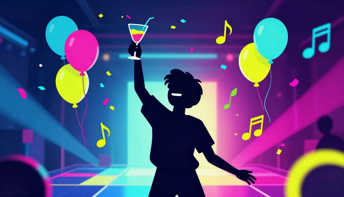 A vibrant and energetic digital artwork celebrating a birthd...