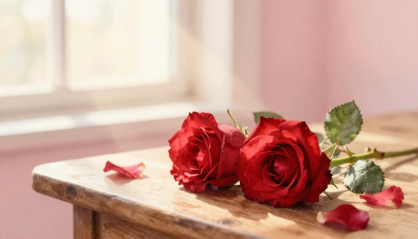 A dreamy and romantic watercolor painting of two intertwined...