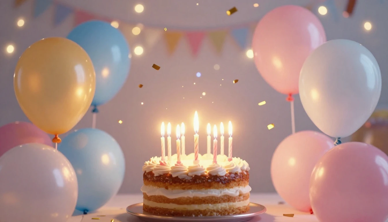 A bright and festive birthday celebration scene, abstract an...