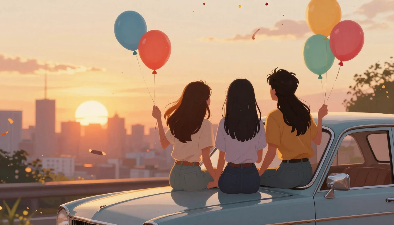 A vibrant and heartwarming illustration of two best friends ...