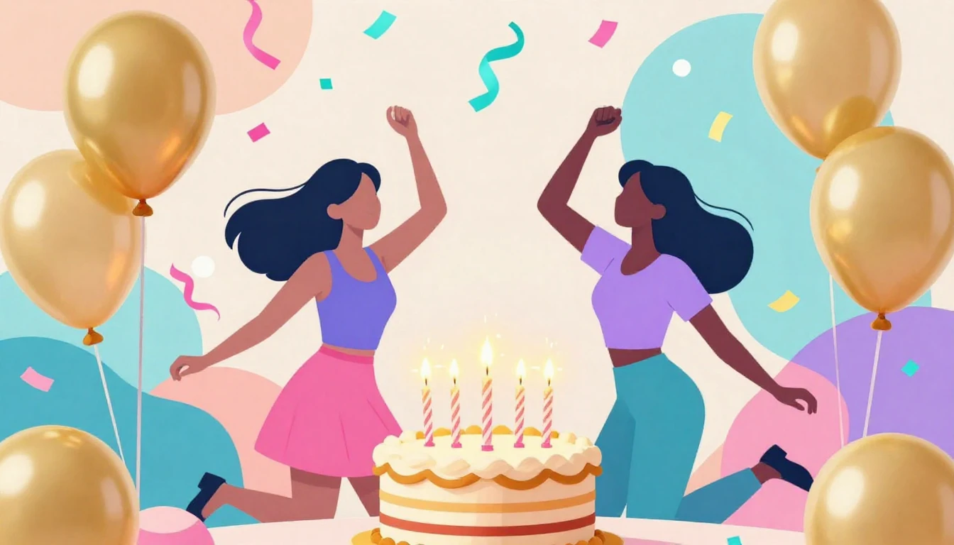 A vibrant and festive birthday celebration scene specificall...