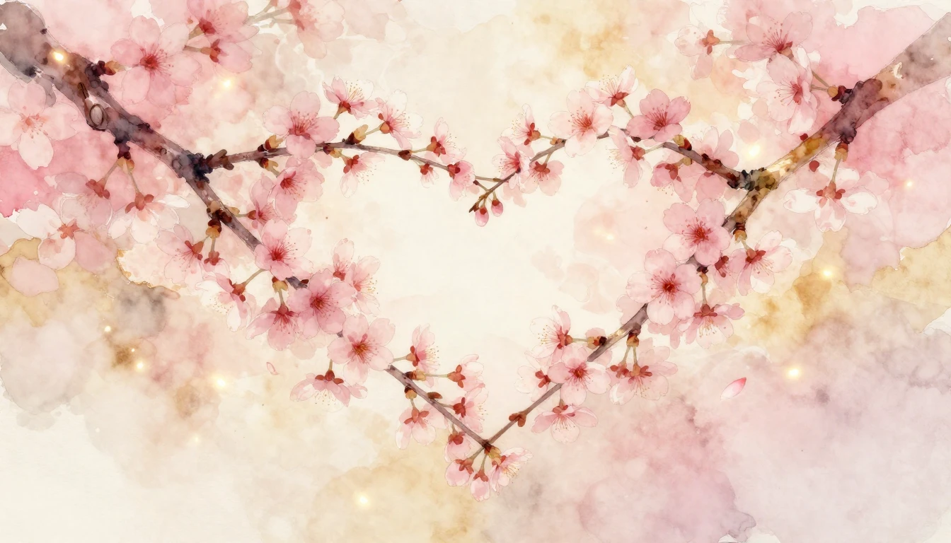 A beautiful and delicate watercolor painting of two intertwi...