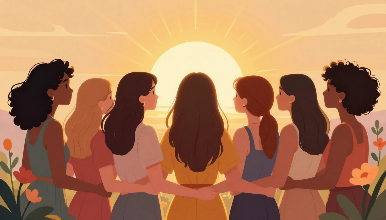 A beautiful, empowering illustration of diverse women standi...