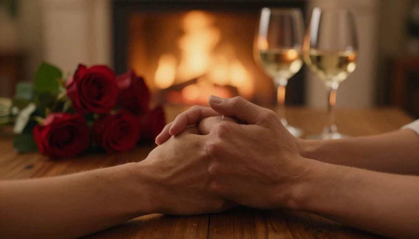 A close-up cinematic shot of two hands holding each other ti...