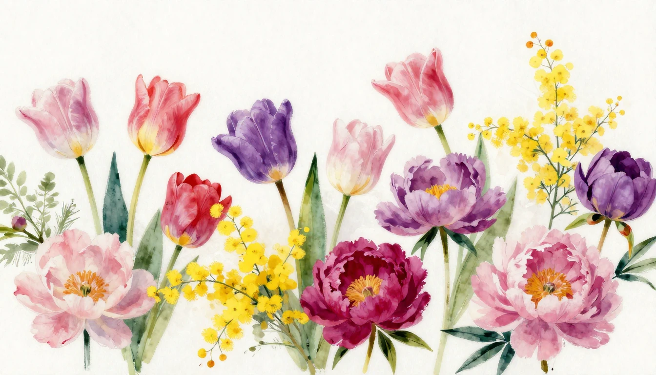 A vibrant and artistic composition featuring a variety of bl...