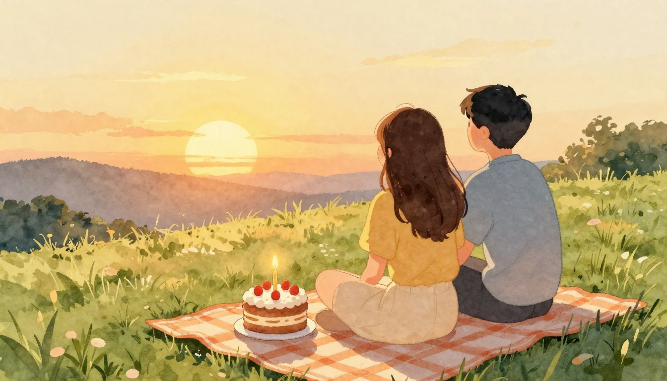 A heartwarming watercolor illustration showing two close fri...