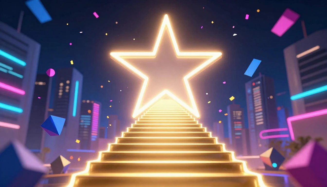 A vibrant and futuristic concept art symbolizing career succ...