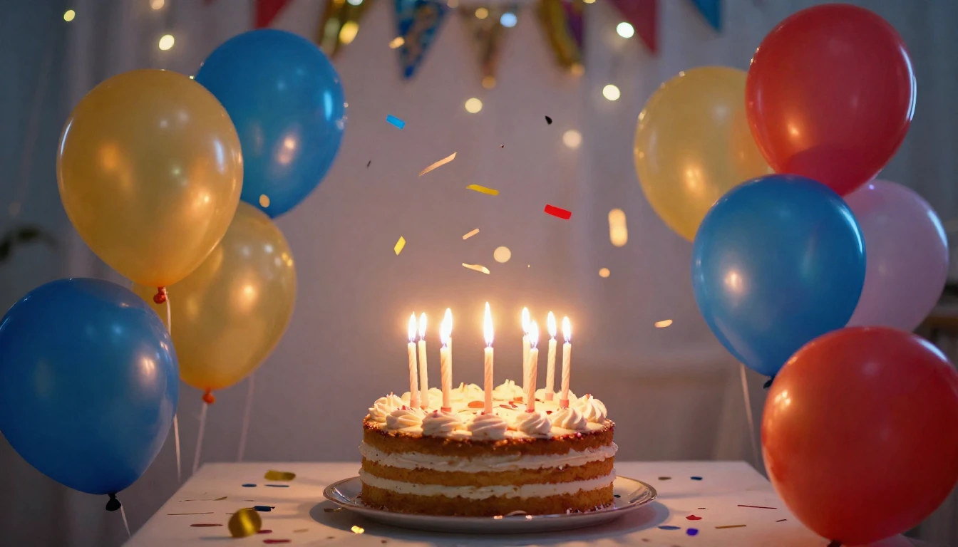 A vibrant and colorful scene representing a birthday celebra...