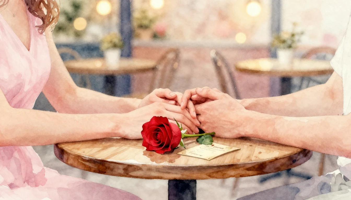 A soft and dreamy watercolor painting focusing on two hands ...