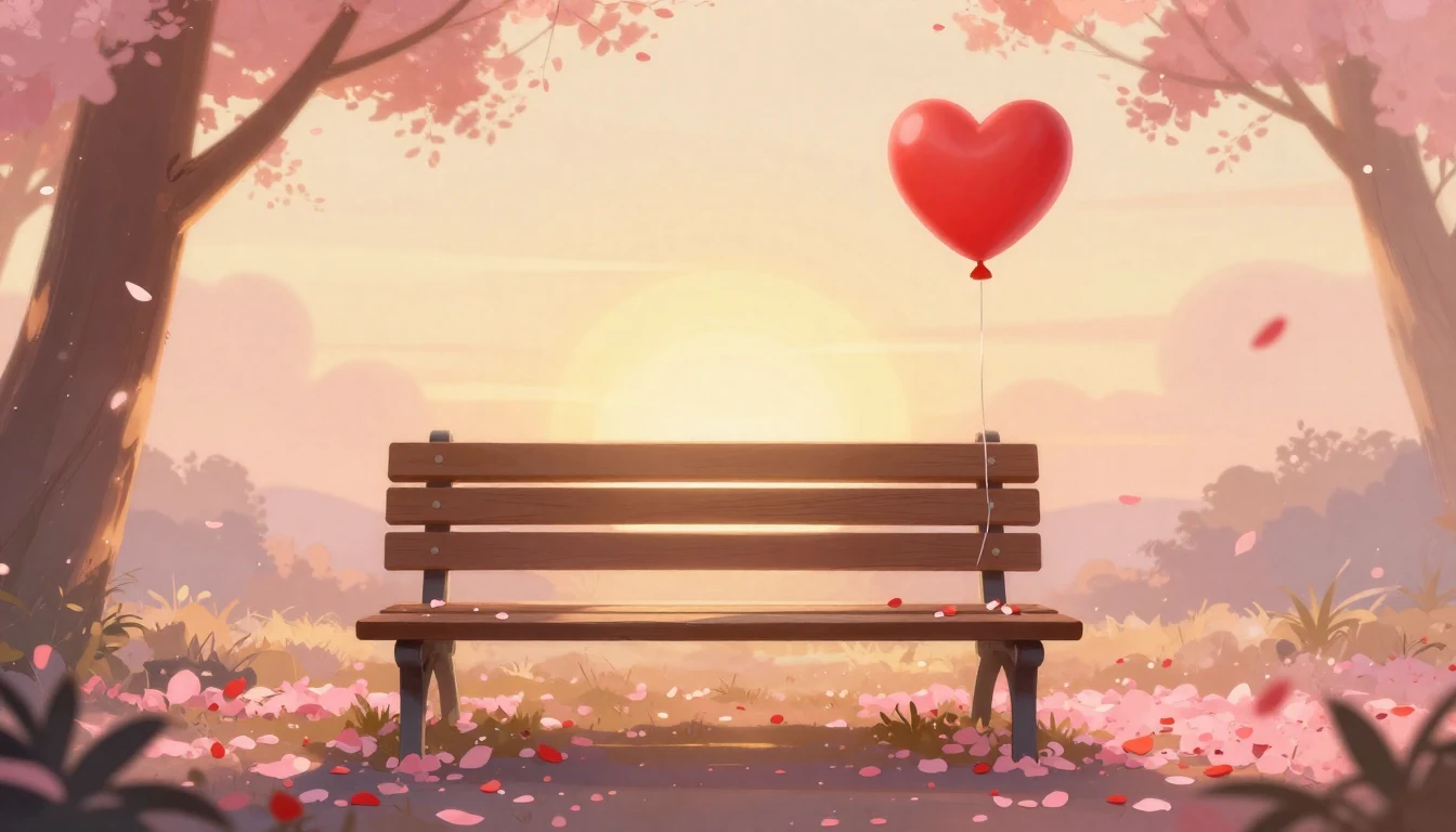 A romantic and warm illustration for a Valentine's Day song ...