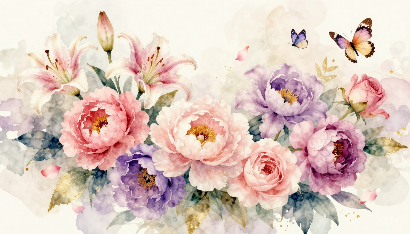 A vibrant and elegant watercolor painting celebrating femini...