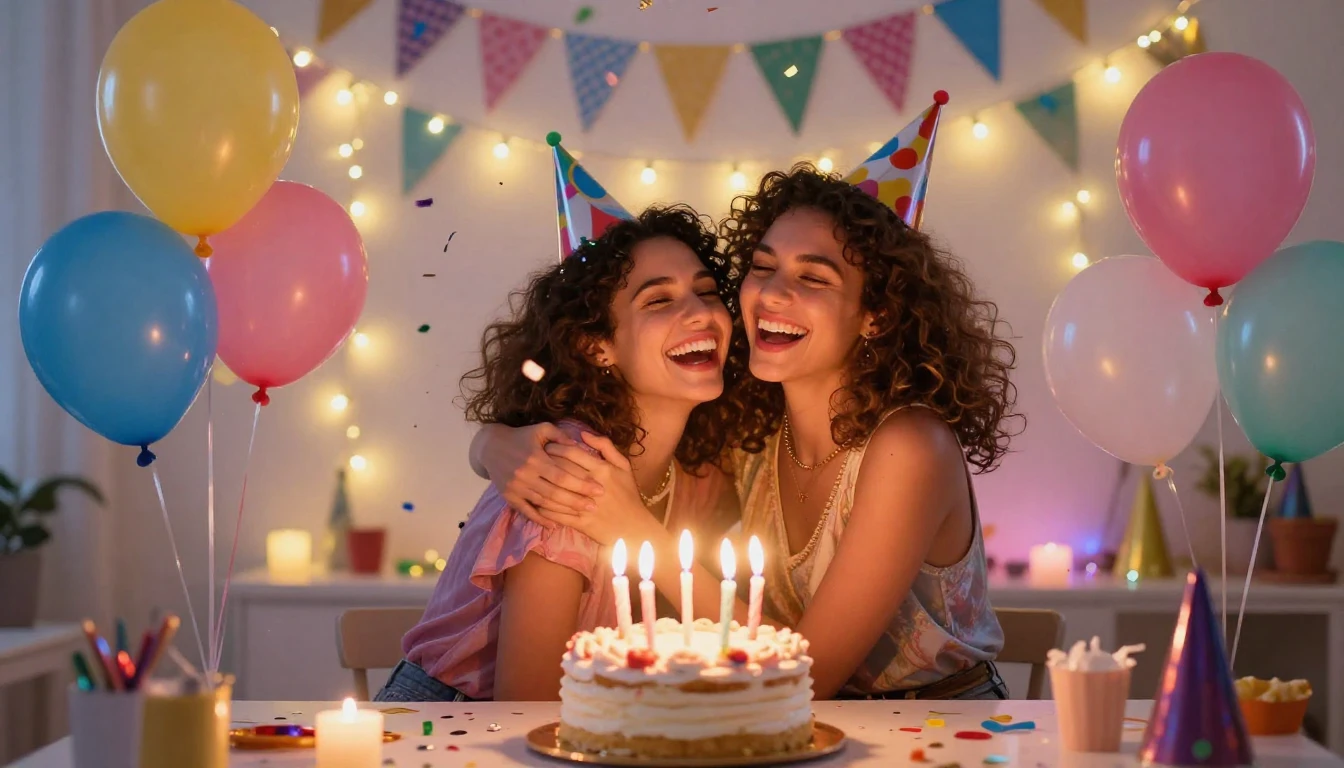 A vibrant and joyful birthday celebration scene for a best f...