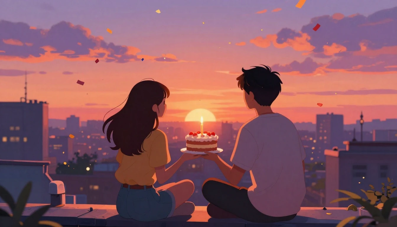 A vibrant and heartwarming illustration of two friends sitti...