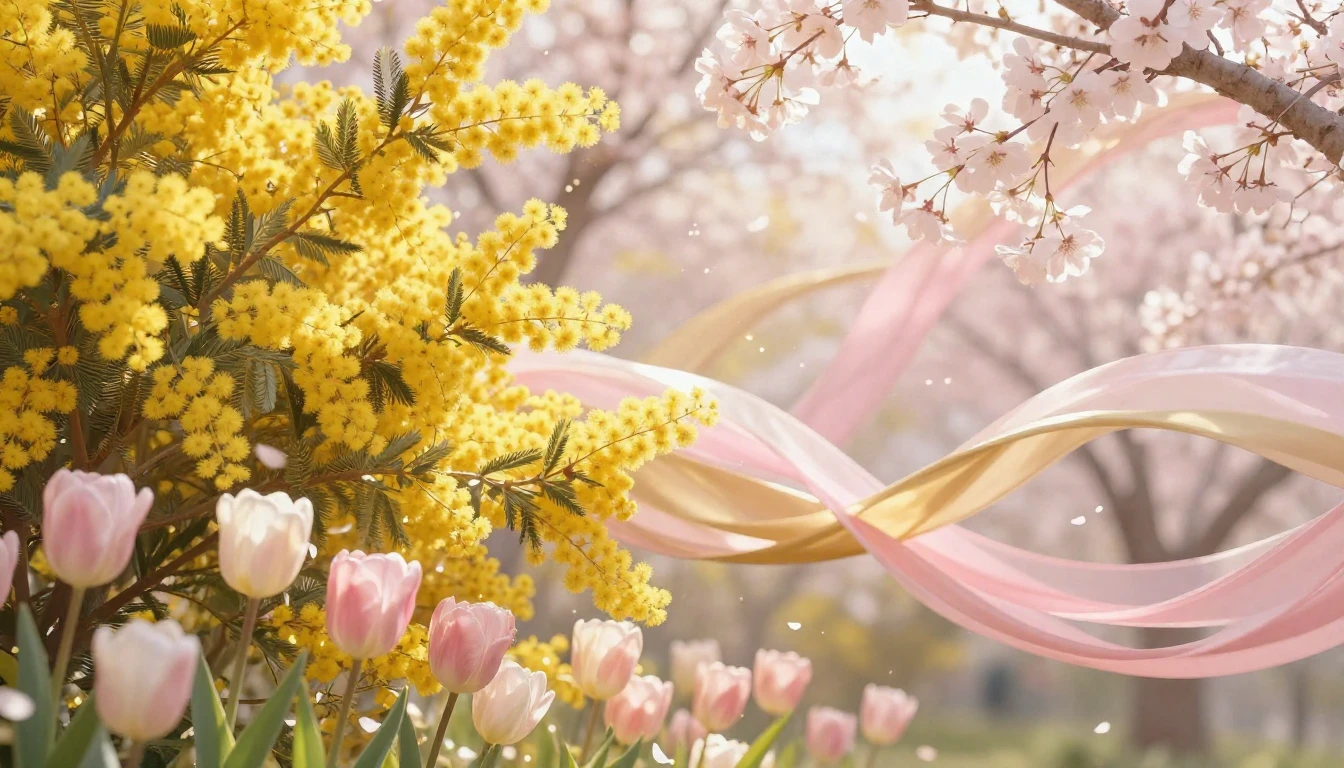 A breathtaking spring scene filled with a lush explosion of ...