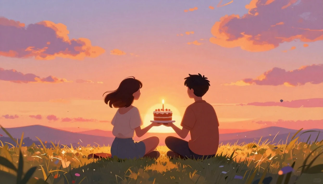 A heartwarming digital art illustration showing two friends ...