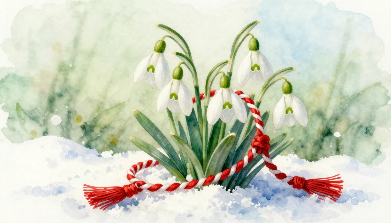 A beautiful watercolor painting of delicate white snowdrops ...