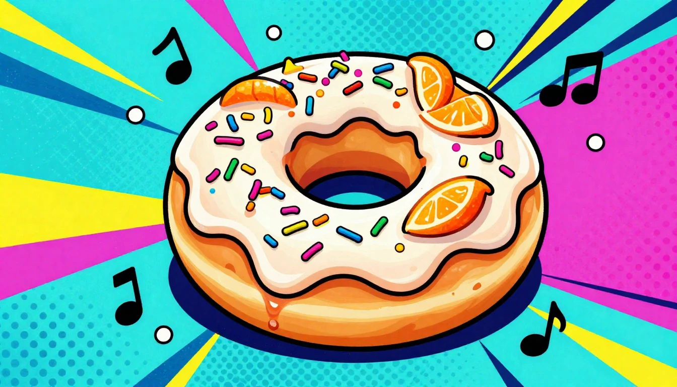 A vibrant and colorful illustration featuring a giant, delic...