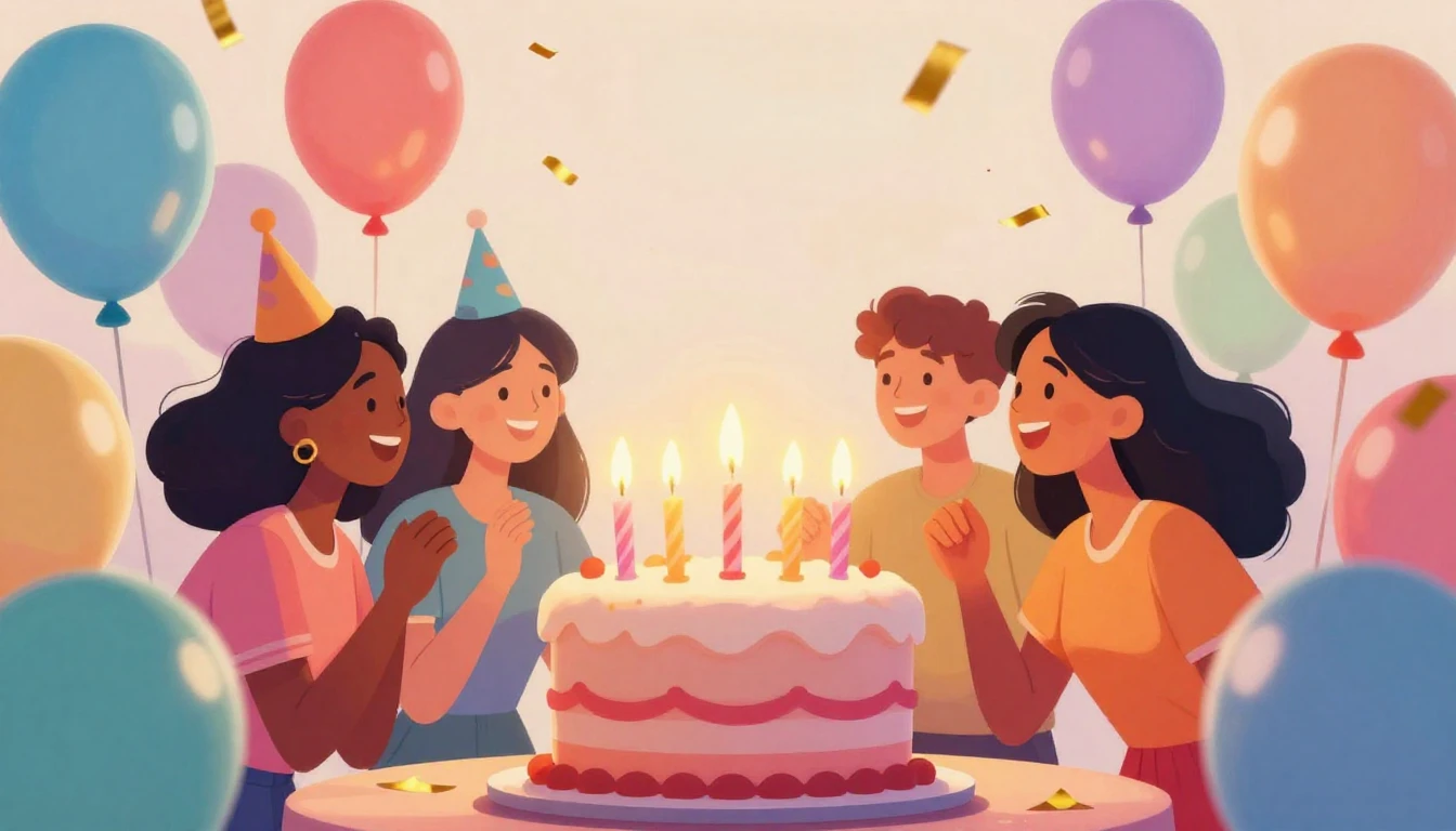 A vibrant and colorful birthday celebration concept art, abs...