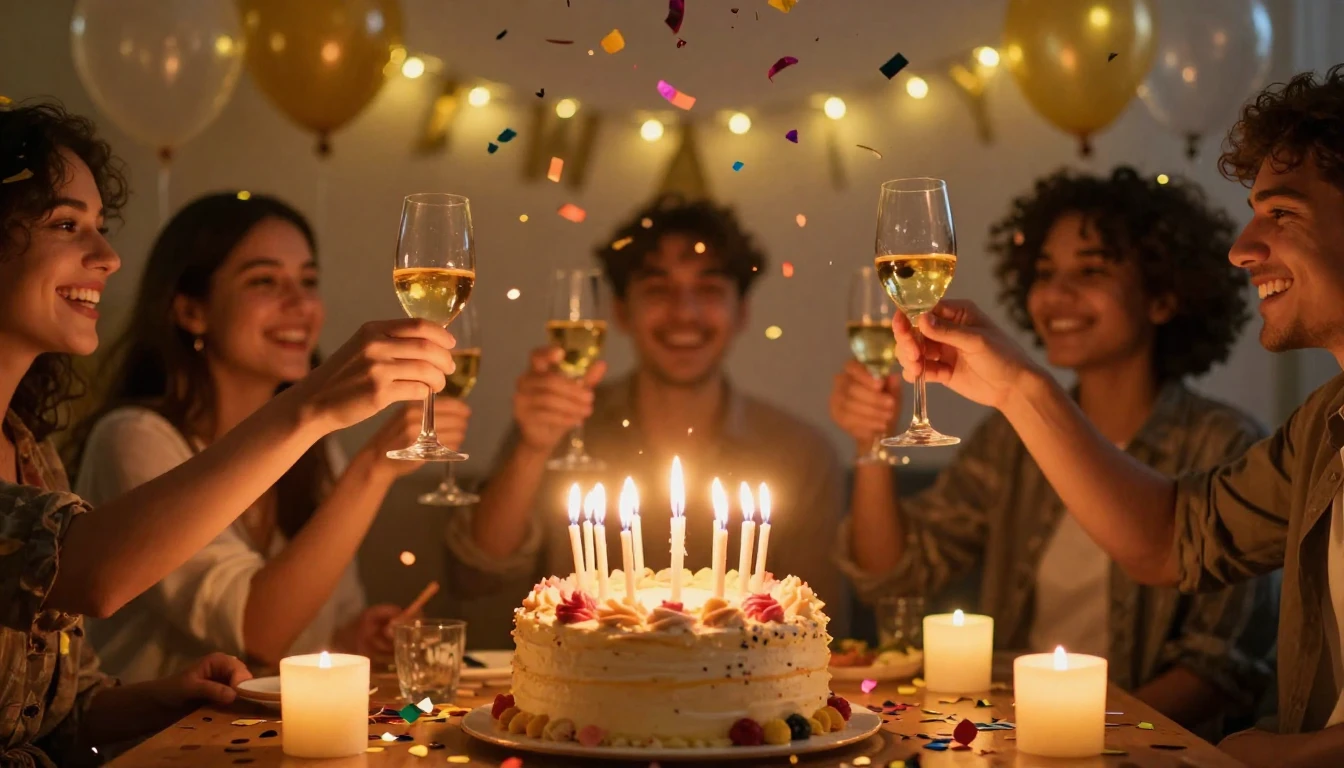 A joyful and vibrant scene showing a beautifully decorated b...