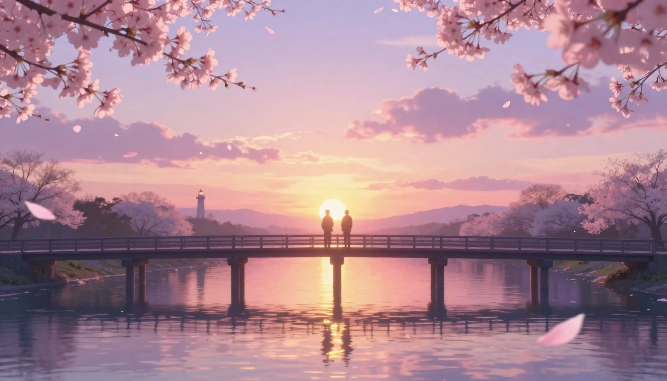 A breathtakingly beautiful scene of two glowing silhouettes ...