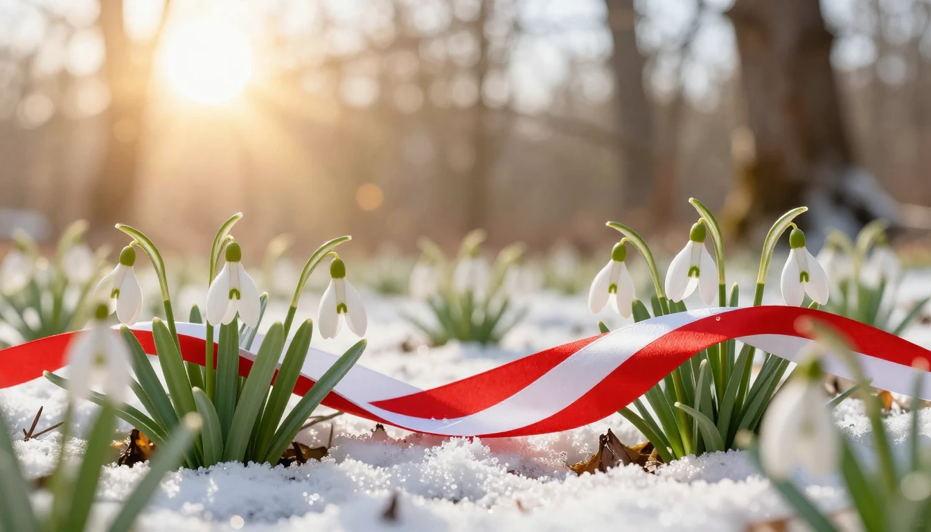 A beautiful spring scene celebrating the tradition of Mărțiș...