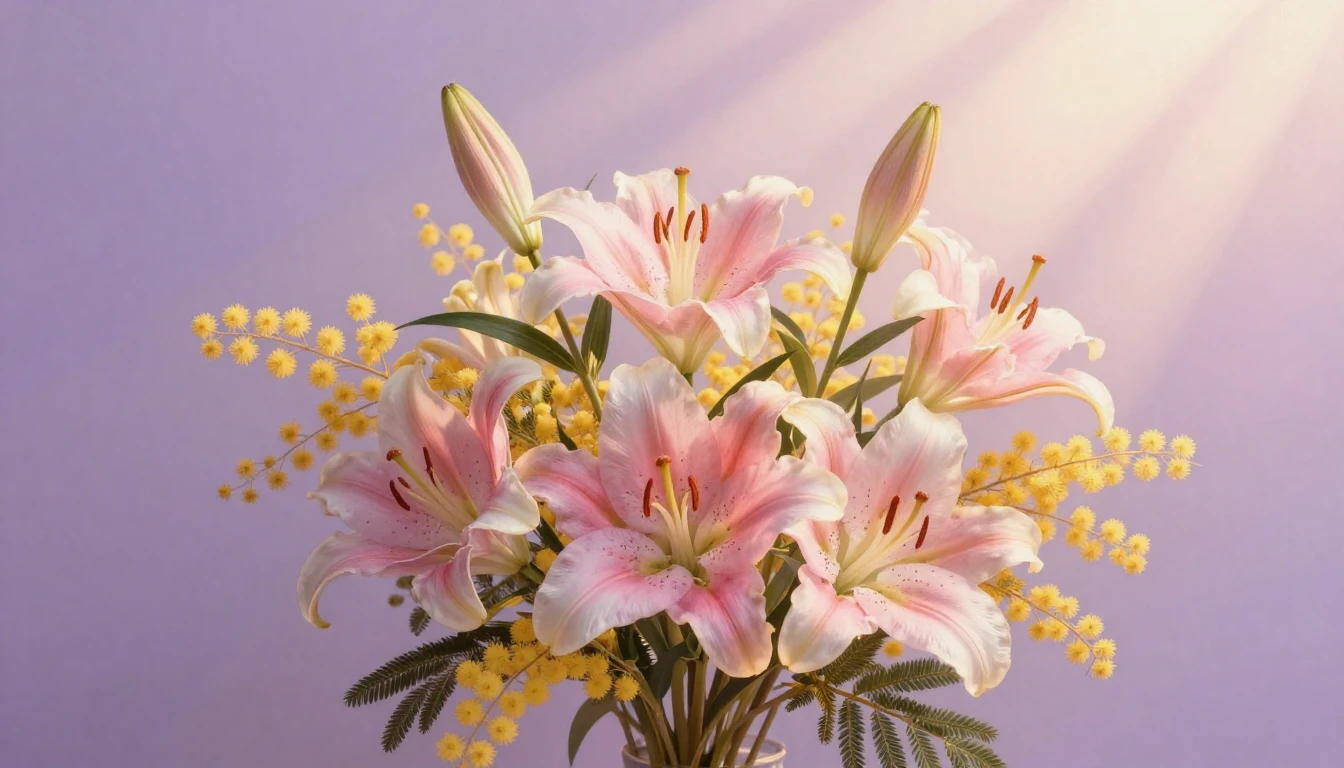 A beautiful and delicate composition of blooming flowers lik...