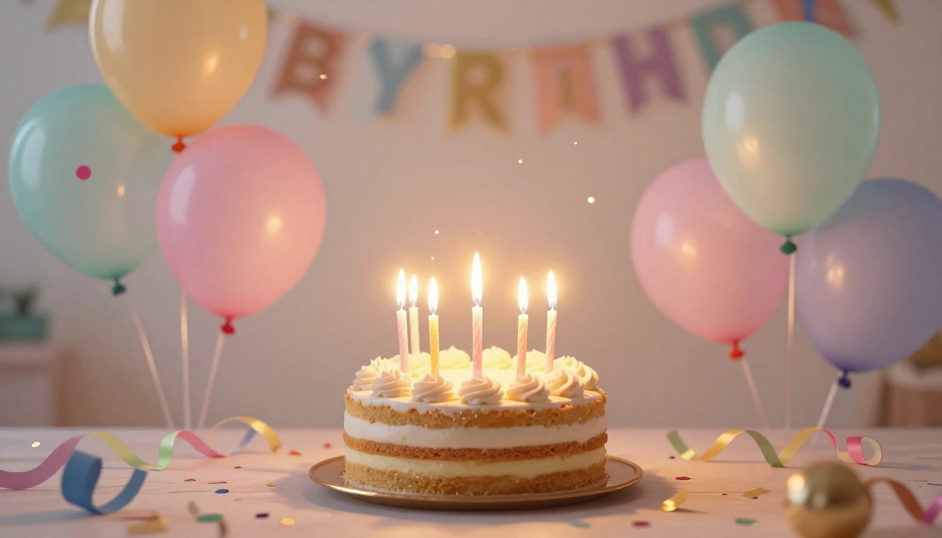 A festive and vibrant birthday celebration scene, featuring ...