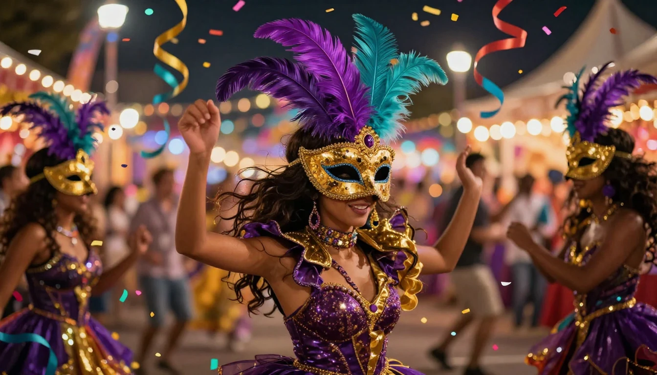 A vibrant and explosive digital illustration of a carnival c...