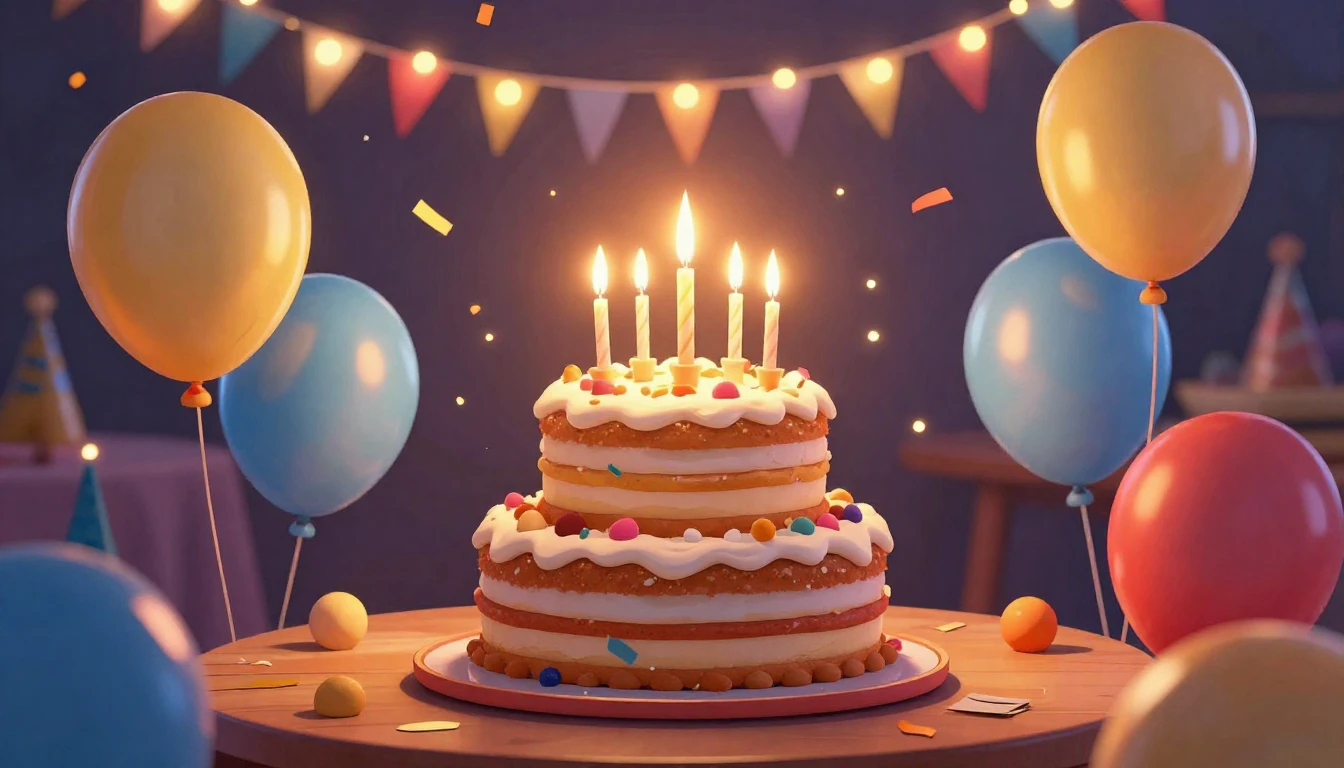 A vibrant and festive digital artwork designed for a birthda...