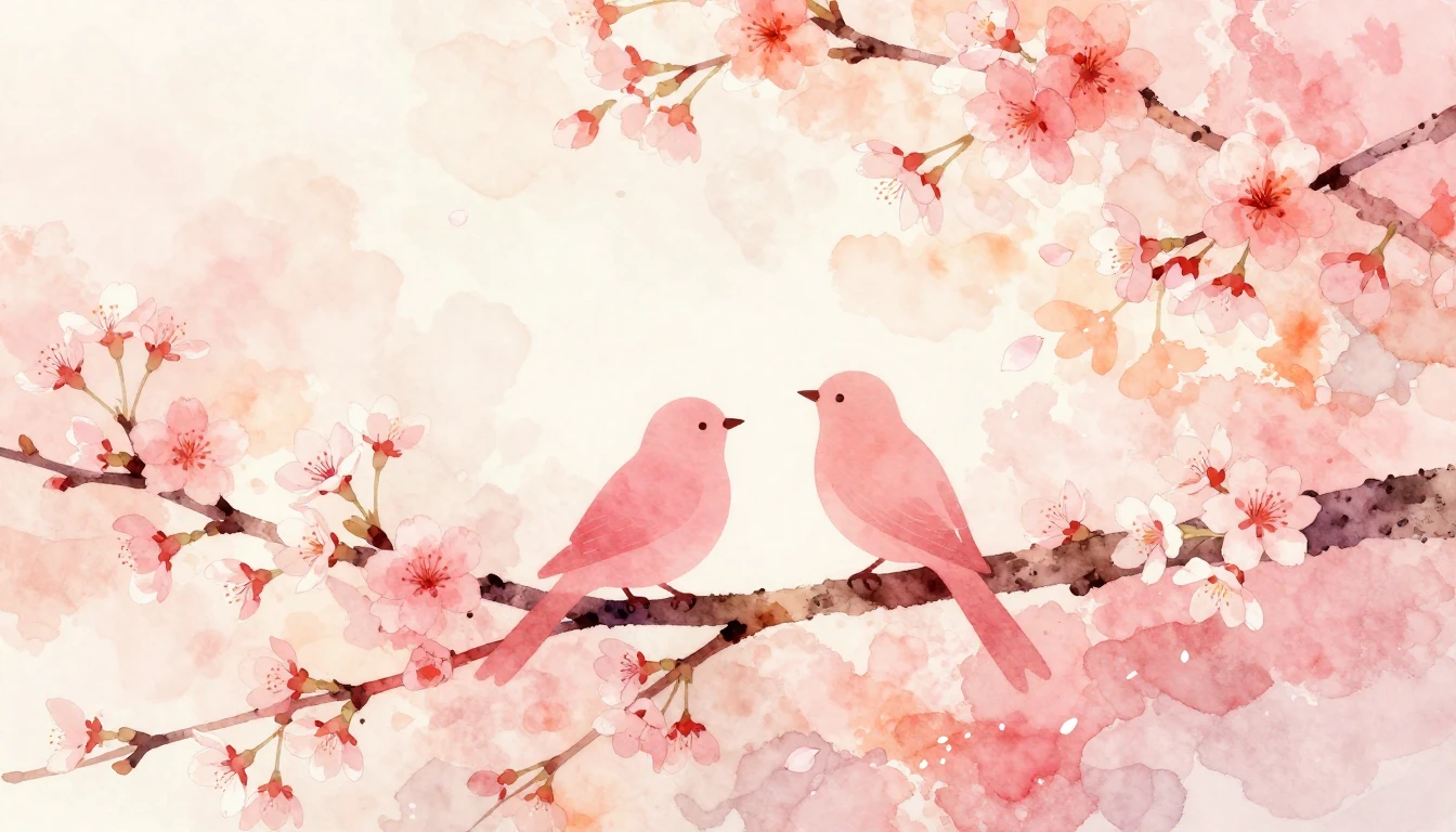 A soft watercolor painting depicting two stylized silhouette...