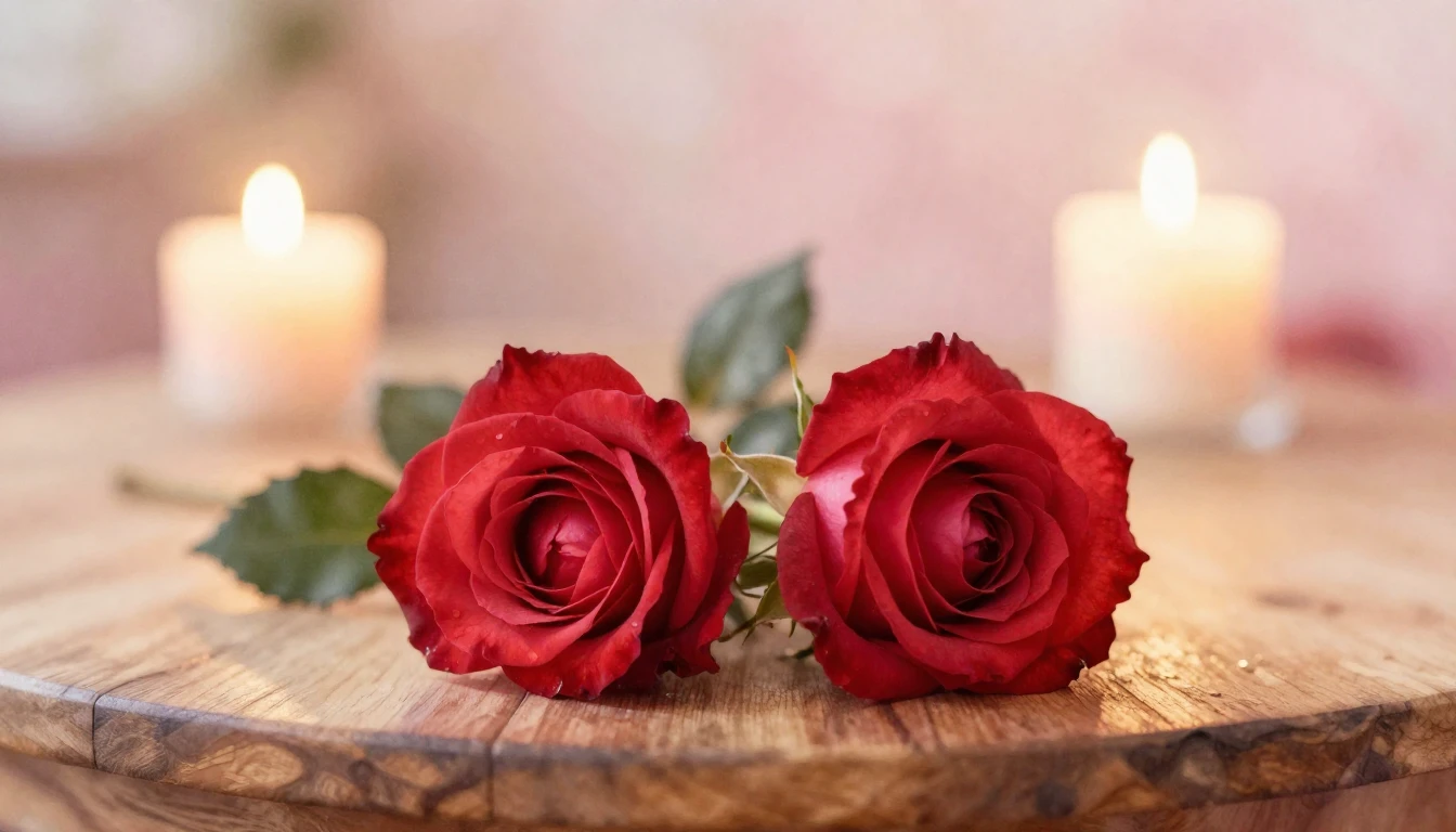 A soft and ethereal watercolor painting of two delicate red ...