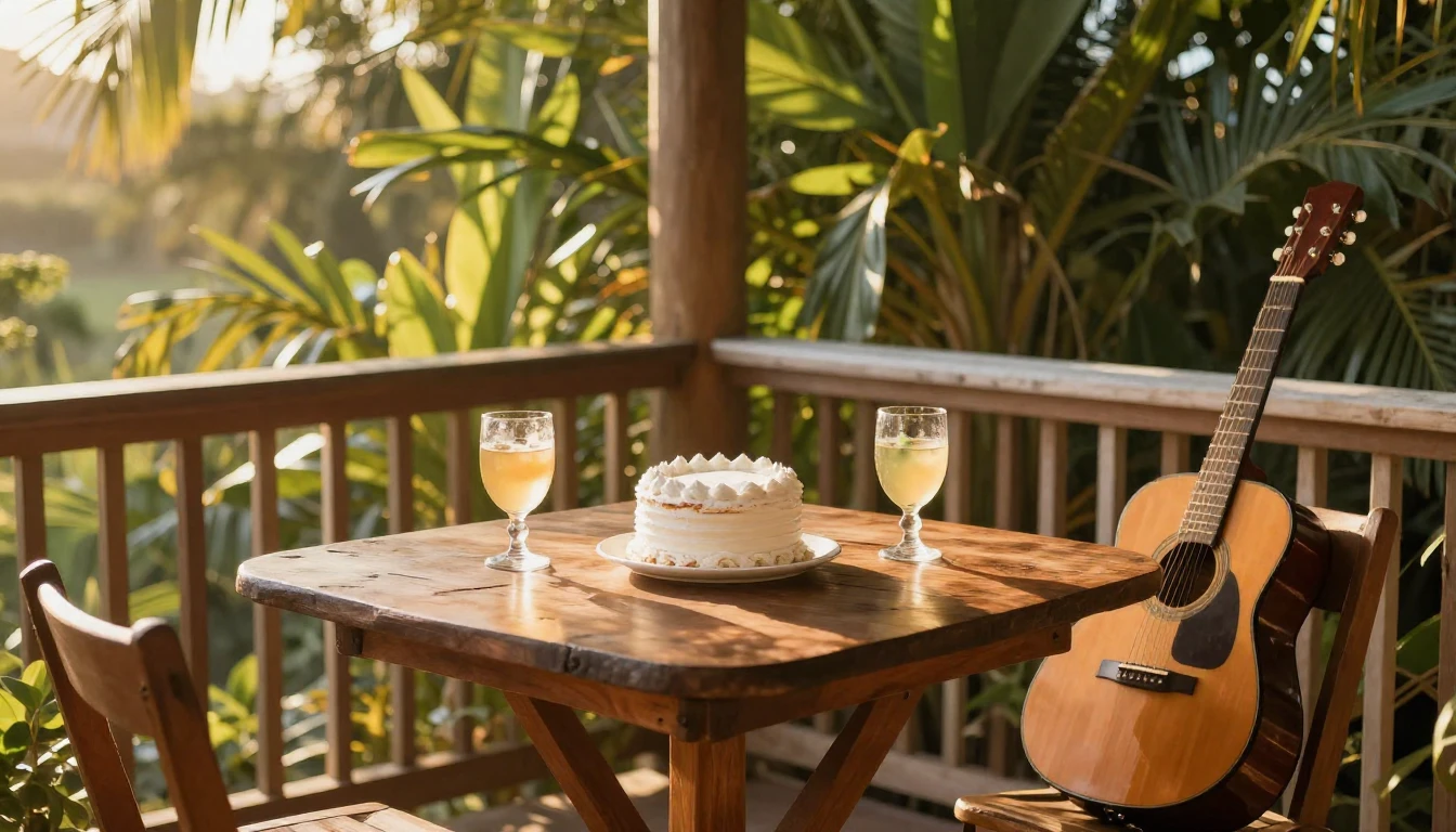 A warm and inviting scene of a birthday celebration on a sun...