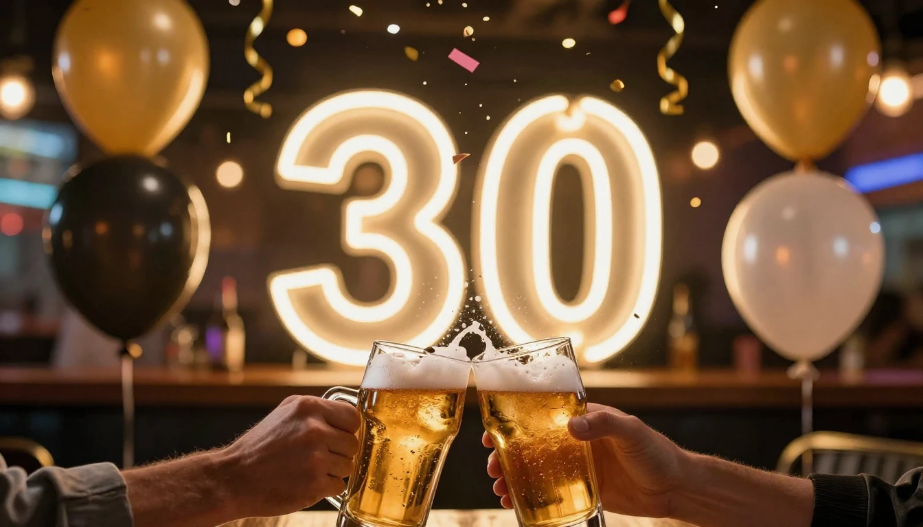 A vibrant and festive birthday scene focusing on the number ...