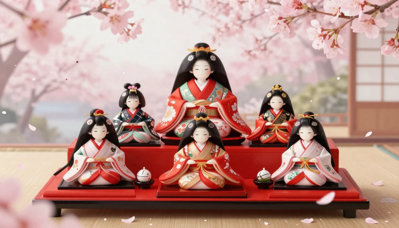 A beautiful and delicate scene featuring traditional Japanes...