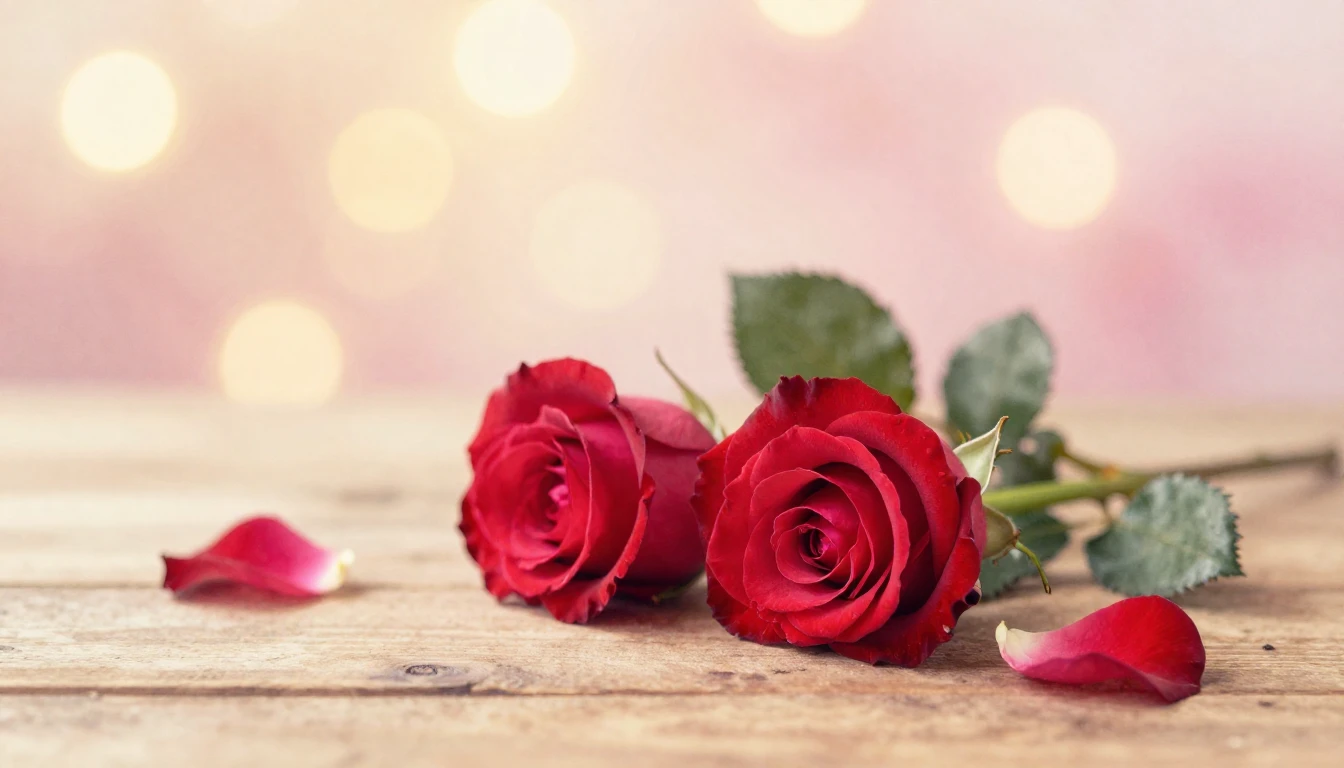 A soft and ethereal watercolor painting of two delicate red ...