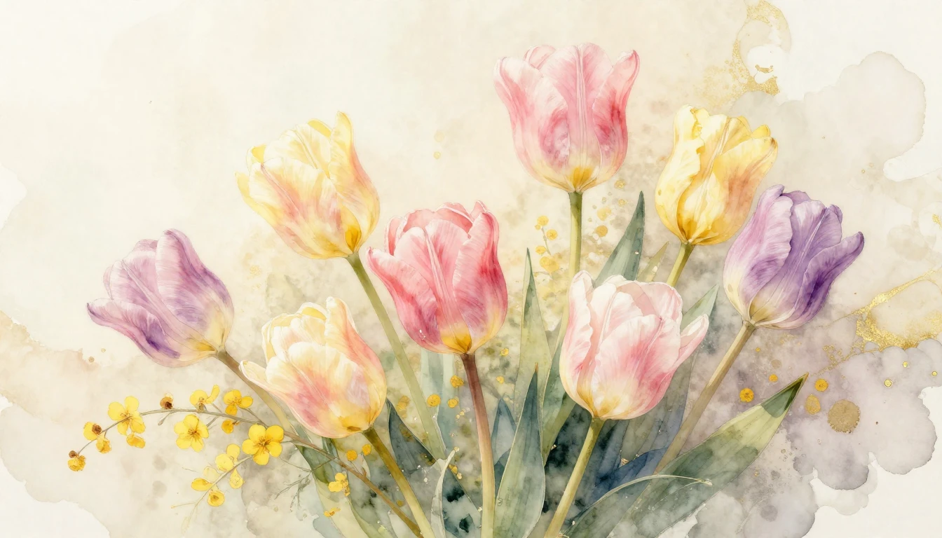 A beautiful watercolor painting of delicate spring flowers l...