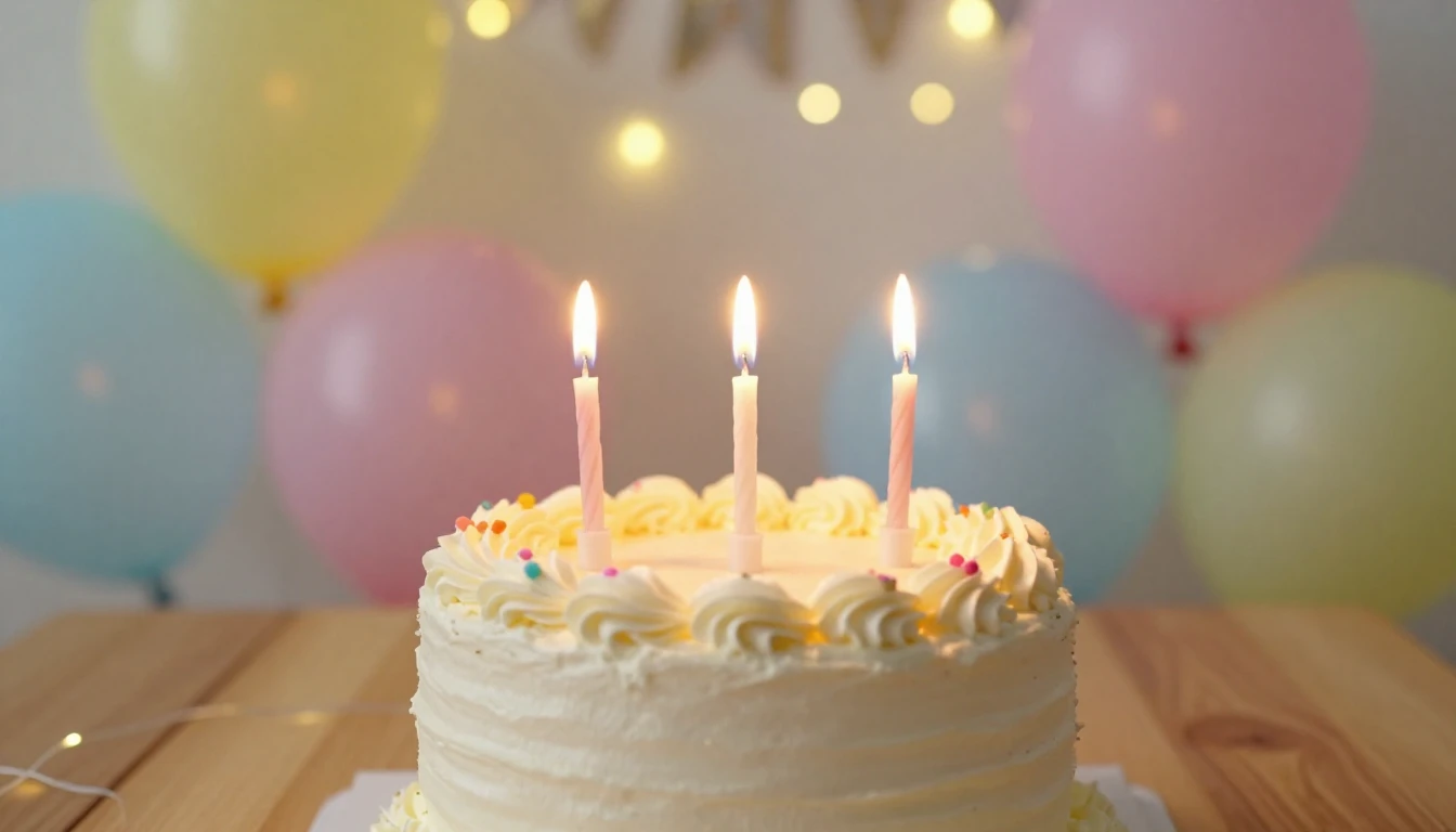 A warm and romantic birthday celebration scene, close-up of ...