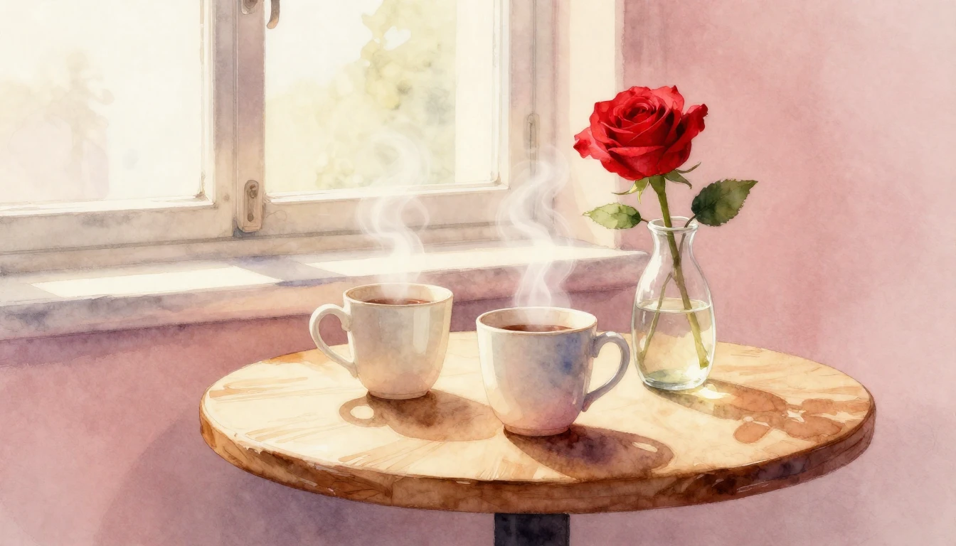 A soft and dreamy watercolor illustration of a cozy indoor s...