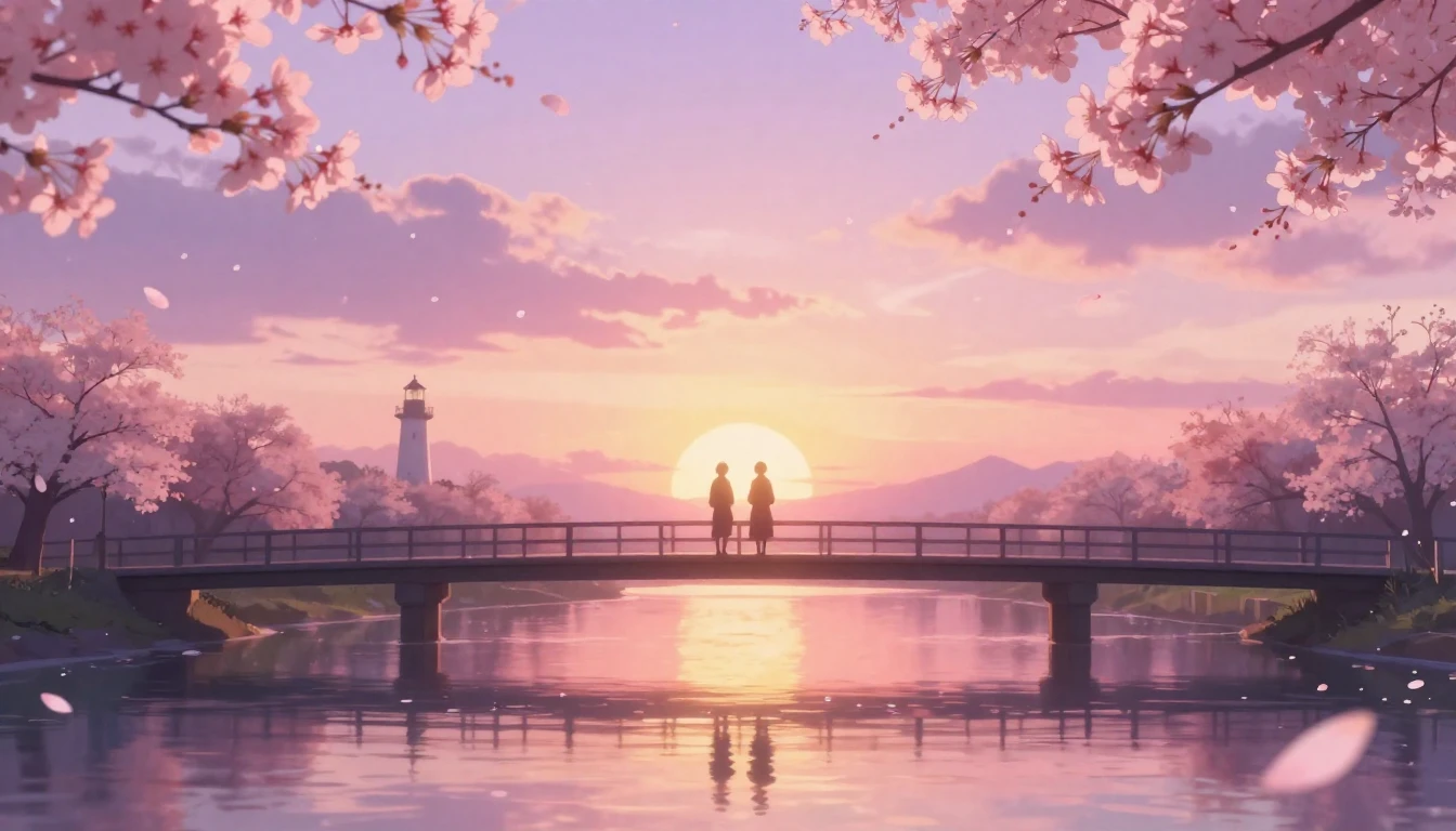 A breathtakingly beautiful scene of two glowing silhouettes ...