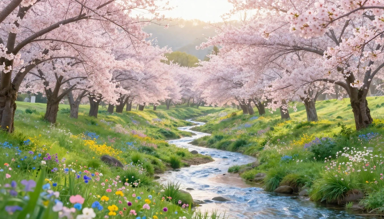 A breathtaking landscape of a lush green valley filled with ...