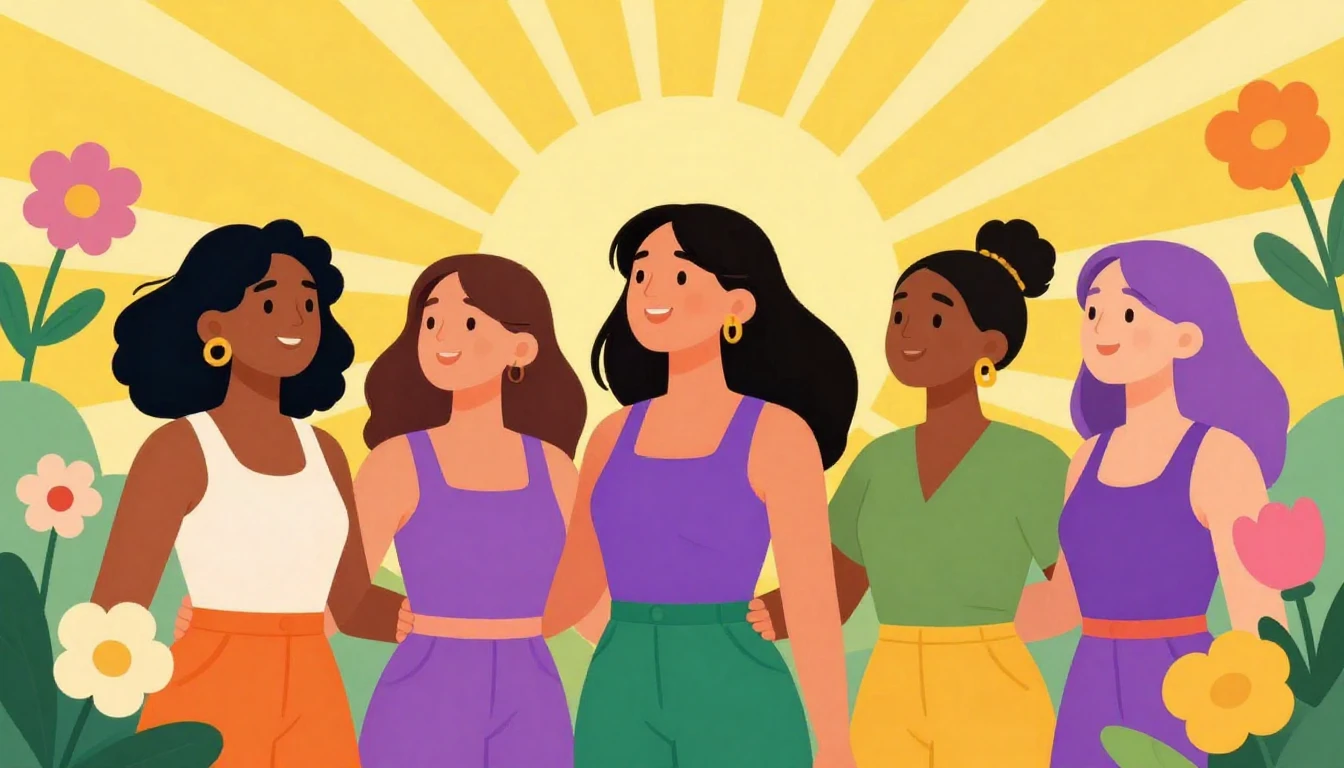 A vibrant, empowering illustration of diverse women standing...