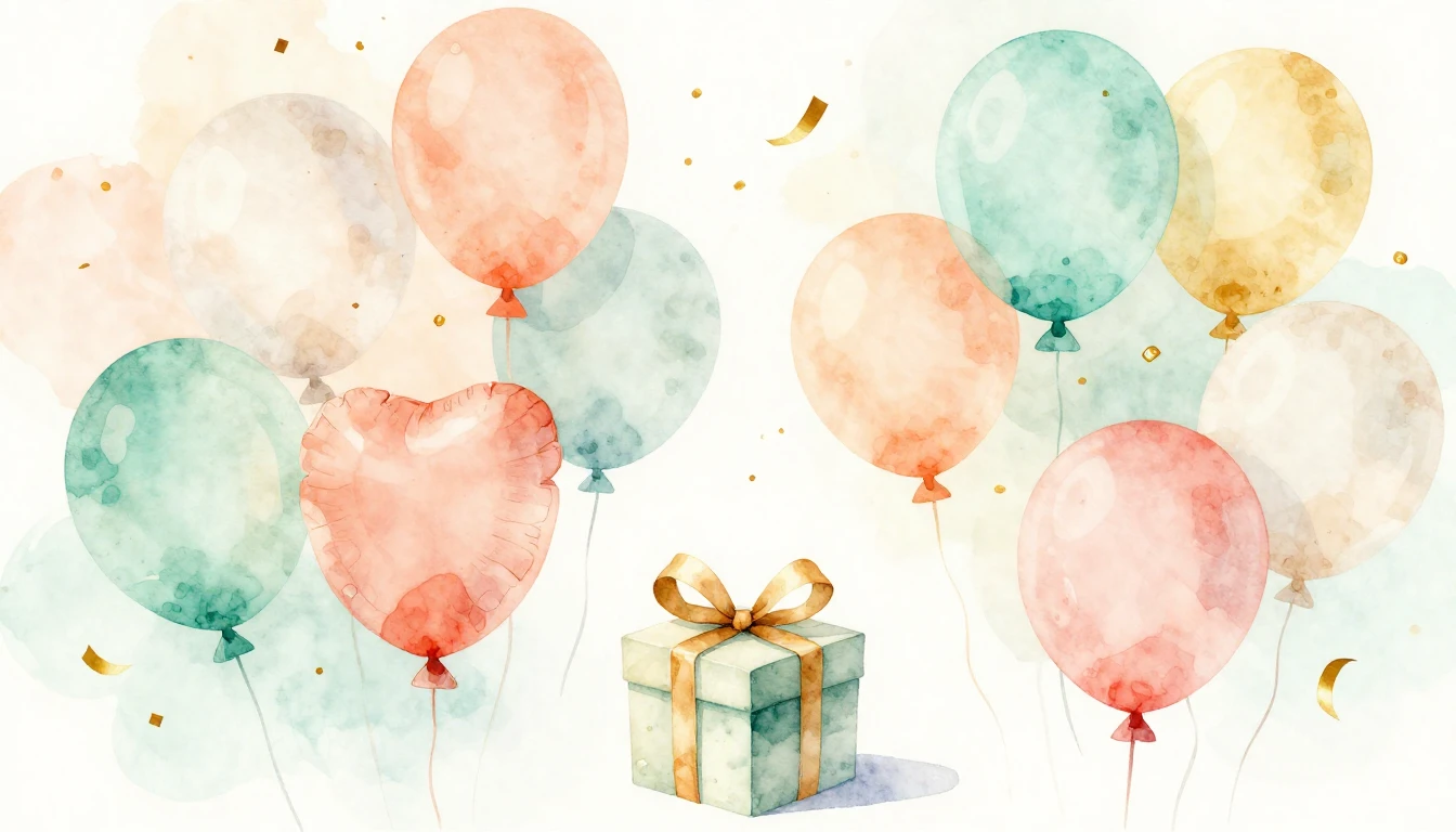 A beautiful watercolor illustration of a festive scene. Soft...