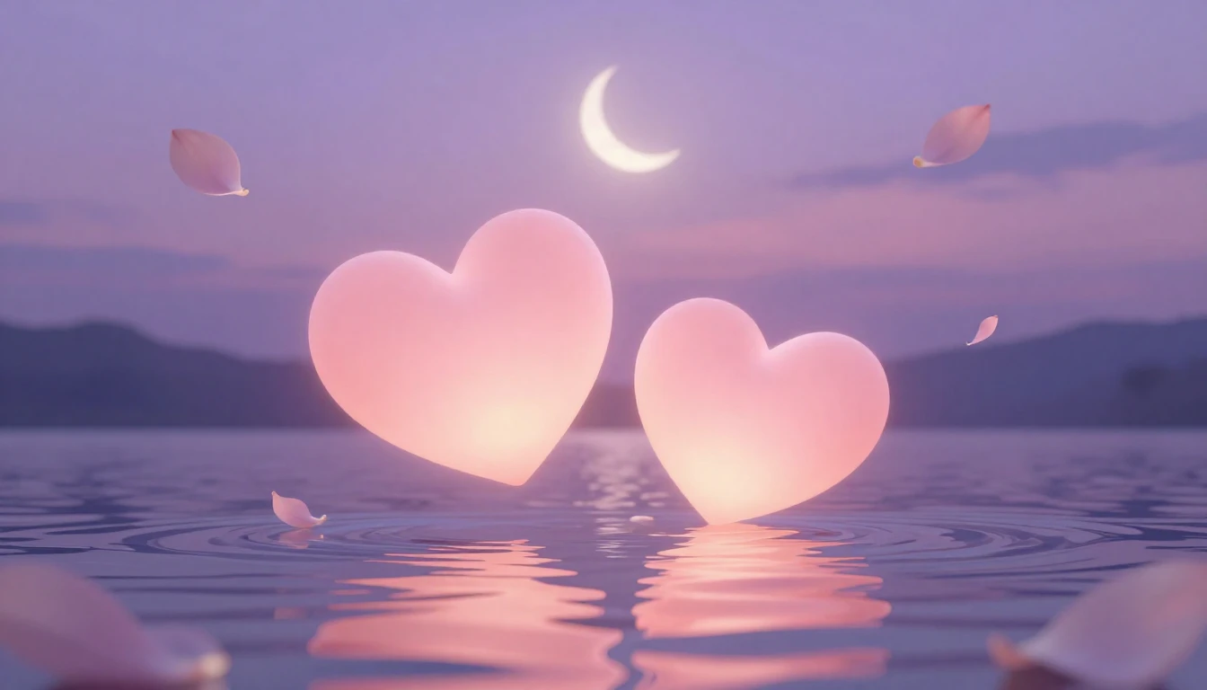 A delicate and ethereal scene featuring two stylized glowing...