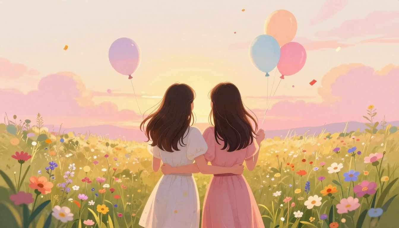 A heartwarming and artistic illustration of two young women ...