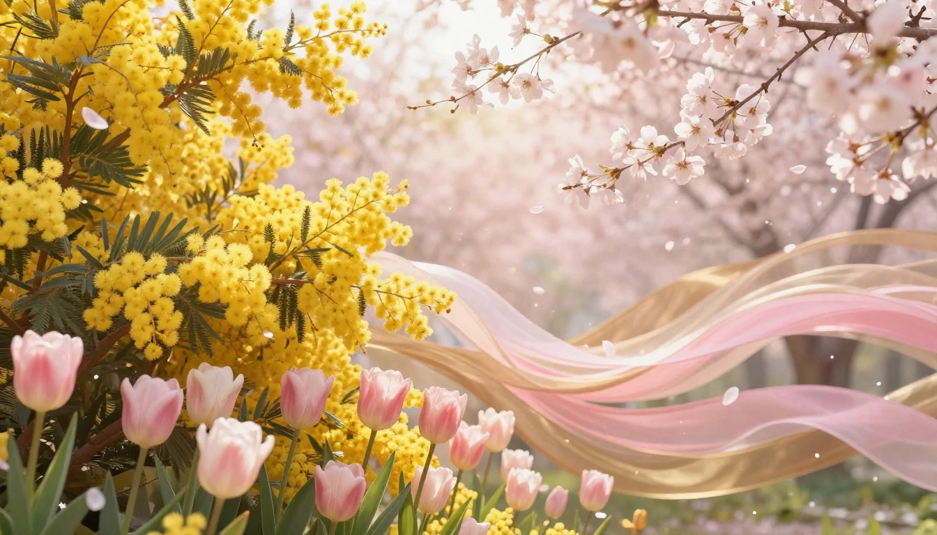 A breathtaking spring scene filled with a lush explosion of ...