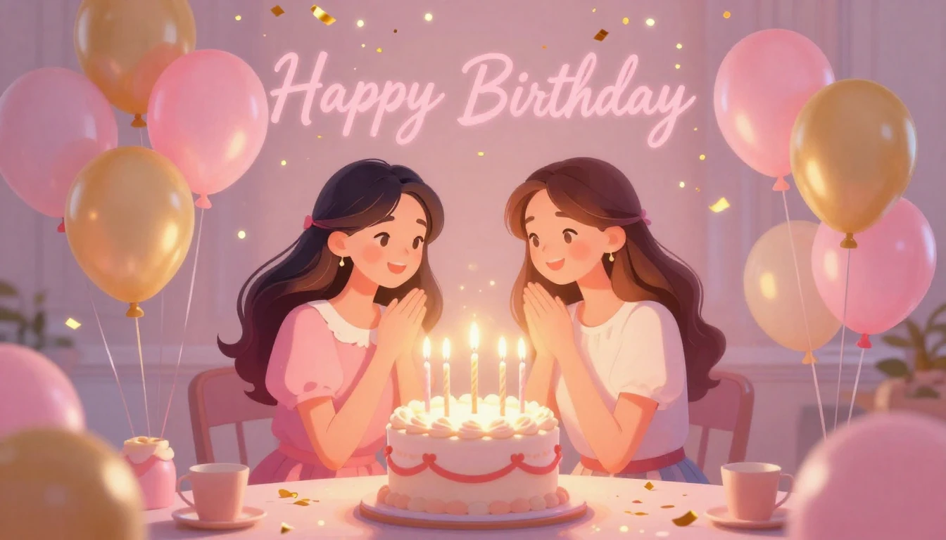 A vibrant and festive birthday illustration designed for a m...