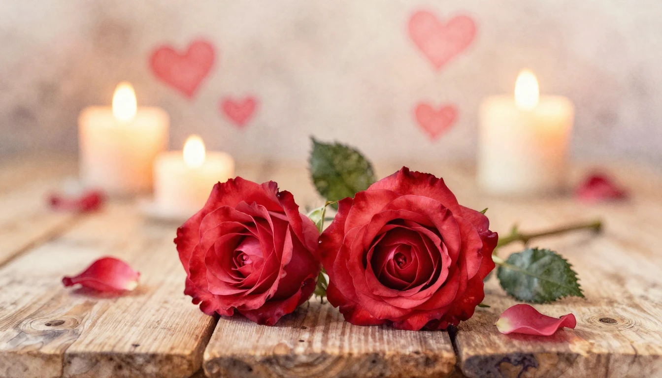 A beautiful and soft watercolor painting of two delicate red...