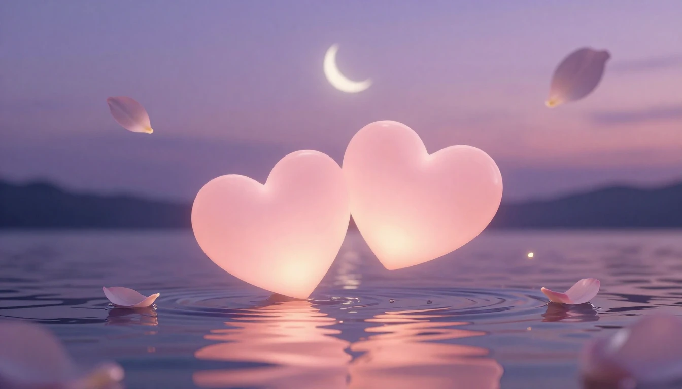 A delicate and ethereal scene featuring two stylized glowing...