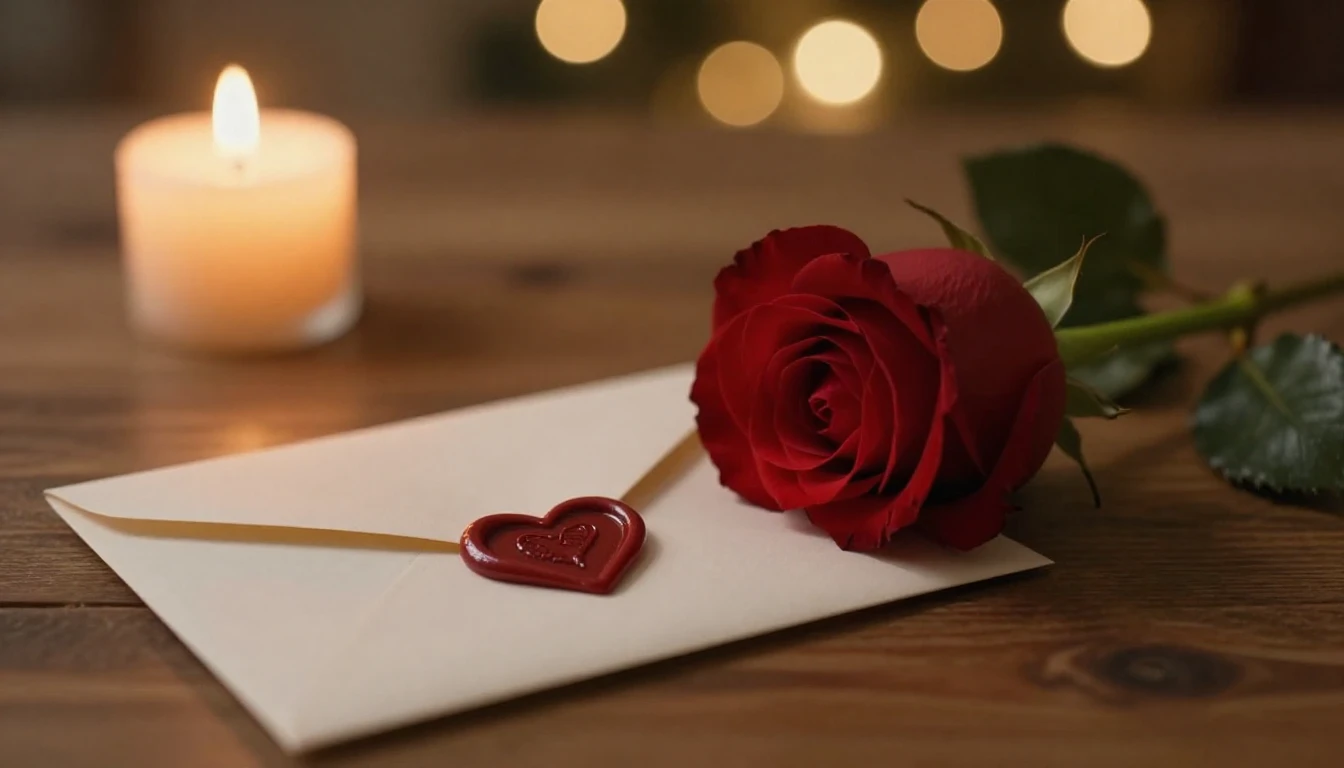A romantic cinematic close-up of a single red rose lying on ...